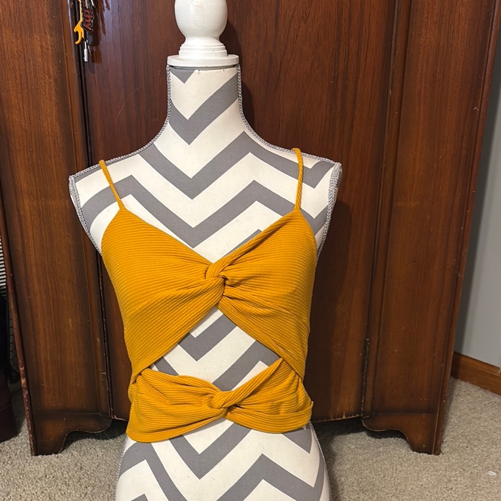 Mustard Twist Front Cami Top